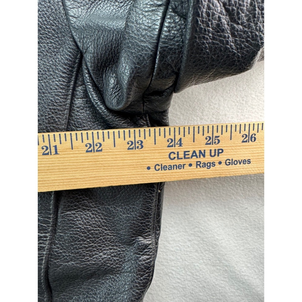 Mens Black Leather‎ Motorcycle Jacket Biker Style Quilted Accents Sz 46 NO LINER - Picture 15 of 16